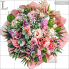 Tavaszi zsongás - Kerek csokor, rózsaszín árnyalatú vegyes virágokból - nagy méret (101)